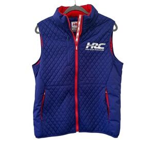 Honda Racing HRC Vest Mens Medium Blue Red Quilted Zip Patrick Calello Pockets